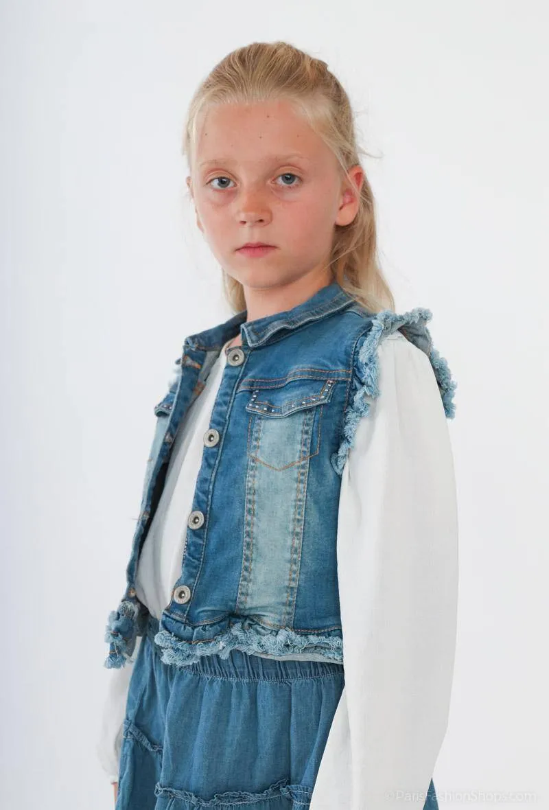 MINOTI ÃâRMELLOSE JEANSJACKE (SHERBET 4)
